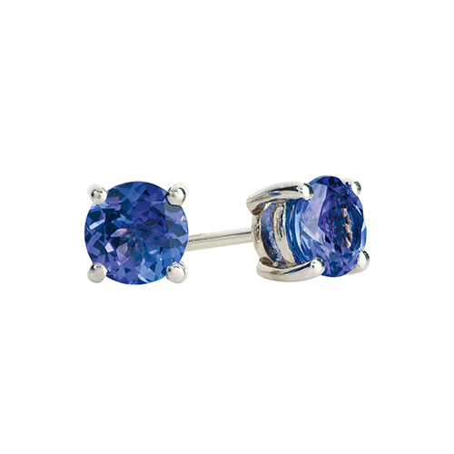 18ct White Gold Tanzanite Stud Earrings