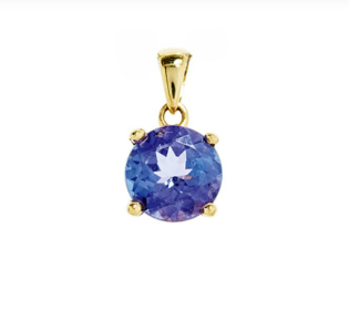 18k Gold Solitaire Tanzanite Pendant