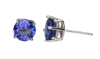 18ct White Gold Tanzanite Stud Earrings