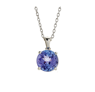 18kt White Gold Solitare Tanzanite Pendant