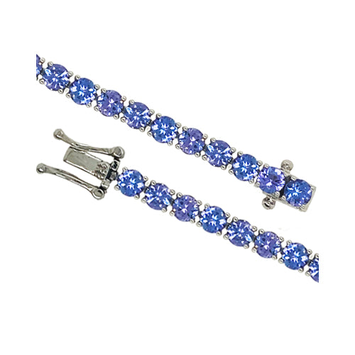 9kt While Gold Tanzanite Tennis Bracelet