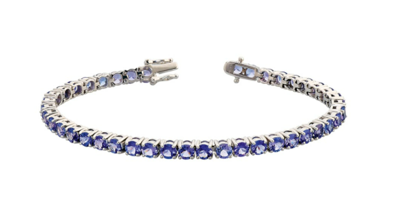 9kt While Gold Tanzanite Tennis Bracelet