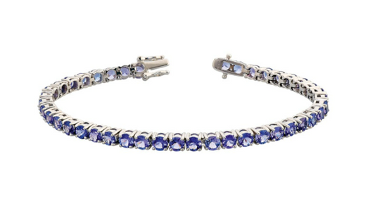 9kt While Gold Tanzanite Tennis Bracelet