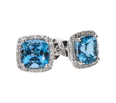 9k White Gold London Blue Topaz & Diamond Earring