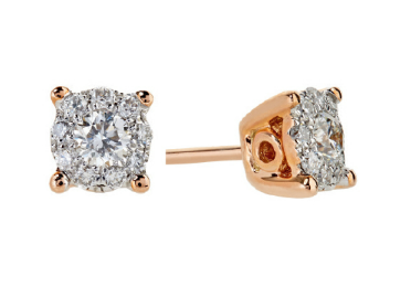 9kt Rose Gold Illusion set Diamond Earrings
