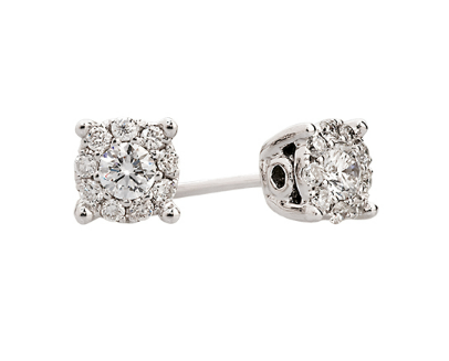 9kt White Gold Illusion Set Diamond Earrings