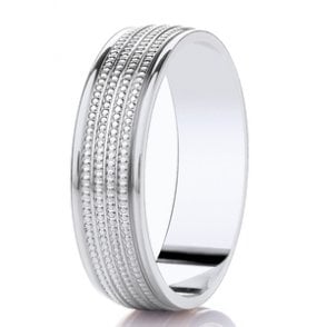 Argentium Wedding Band - Milgrain Inlay