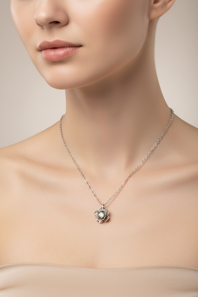 Argentuim Silver Rose Pendant
