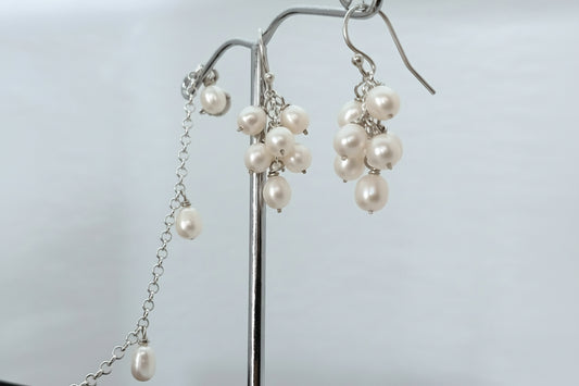 Sterling Silver Pearl Chandelier Earrings