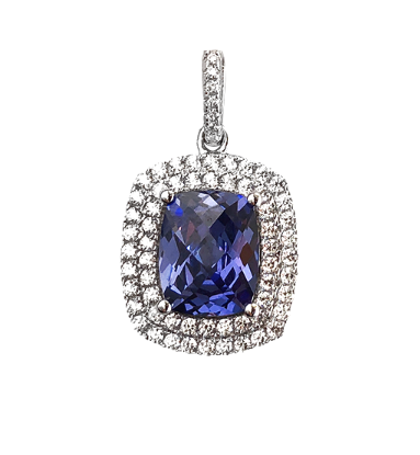 Sterling Silver Double Halo Pendant