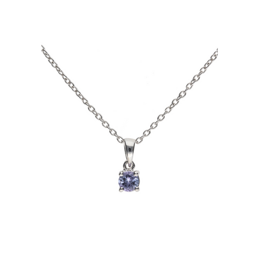 Sterling Silver Solitaire Tanzanite Pendant & Chain